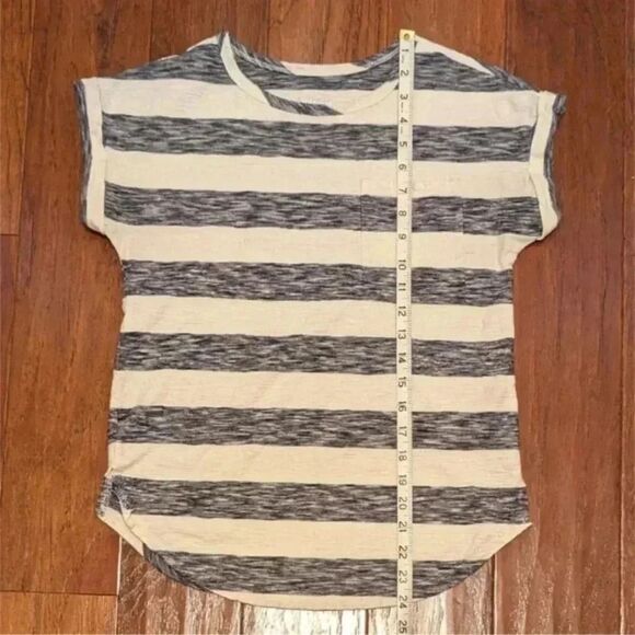 Merona Navy Striped Cotton Tee, Size XS - Picture 6 of 7